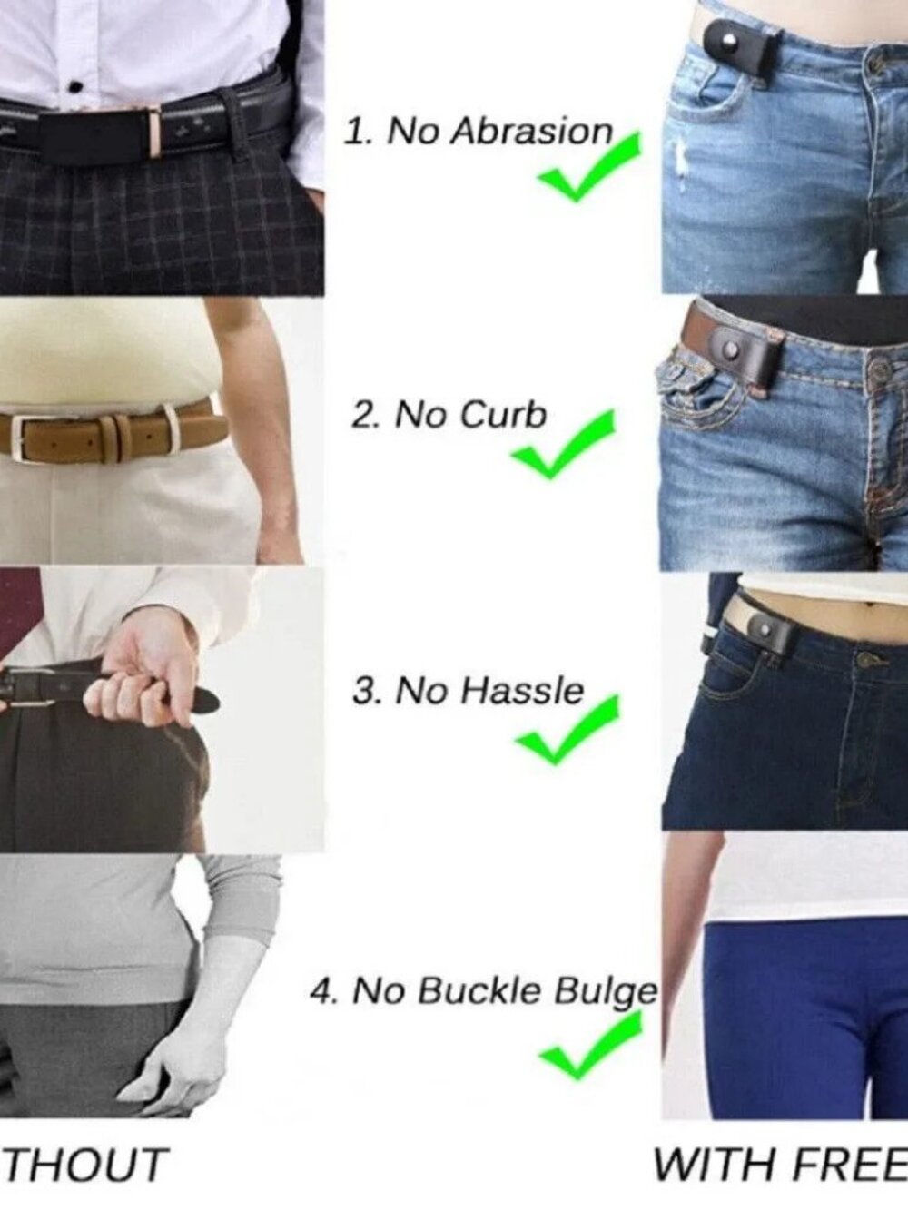 Men Women Buckle-free Elastic Invisible Waist Belt for Jeans No Bulge Hassle - Picture 2 of 5